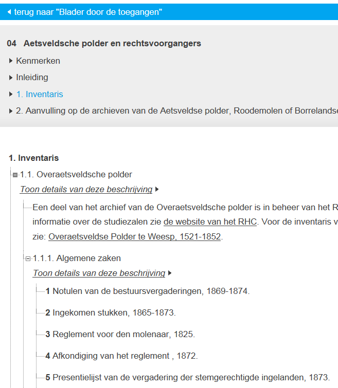 Schermafbeelding van archieven.nl